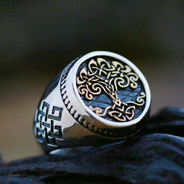 Stainless Steel Yggdrasil (Tree of Life)/Symbol Ring