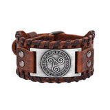 Leather Celtic Triskele Wristband