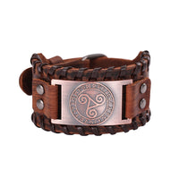 Leather Celtic Triskele Wristband