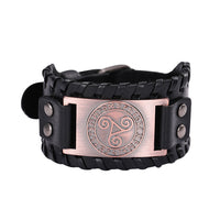 Leather Celtic Triskele Wristband