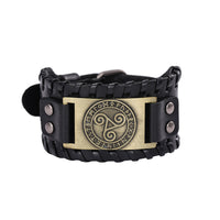 Leather Celtic Triskele Wristband