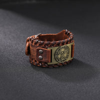 Leather Celtic Triskele Wristband