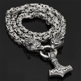 Magnificent Stainless Steel Mjölnir/Geri/Freki Necklace