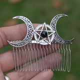 Crescent Moon Pentagram Hairpin