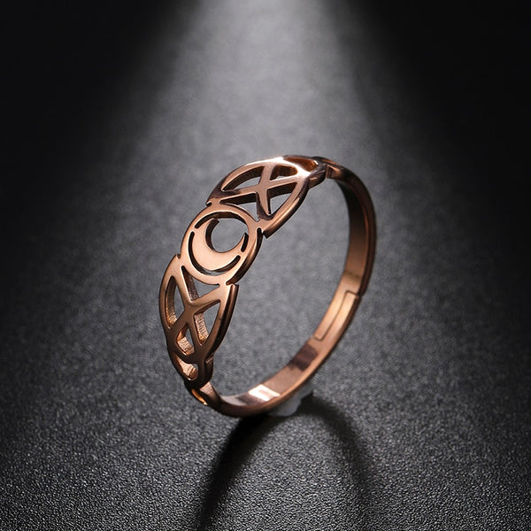 Resizable Stainless Steel Moon Ring