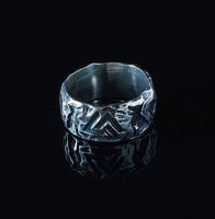 Unique Stainless Steel Valknut & Wolves Ring