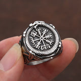 Stainless Steel Vegvisir(Viking Compass)/Ouroboros Ring