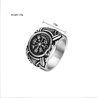 Stainless Steel Vegvisir(Viking Compass)/Ouroboros Ring