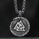 Stainless Steel Valknut/Vegvisir (Viking Compass) Necklace