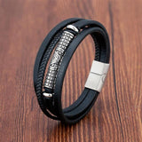 Leather/Stainless Steel Bracelet